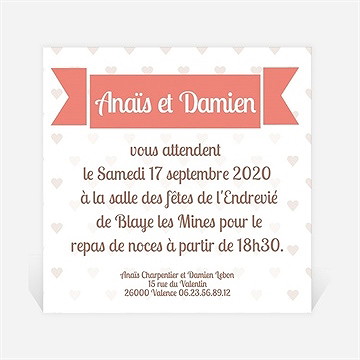 Carton d'invitation mariage ballon en coeur poétique