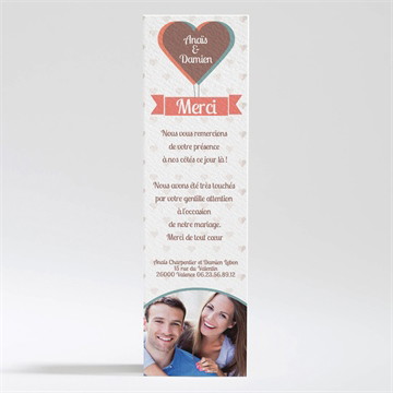 Remerciement mariage ballon en coeur poétique