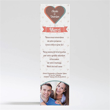 Remerciement mariage ballon en coeur poétique