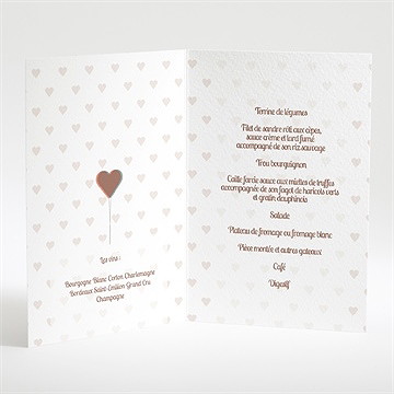 Menu mariage ballon en coeur poétique - Intérieur du menu