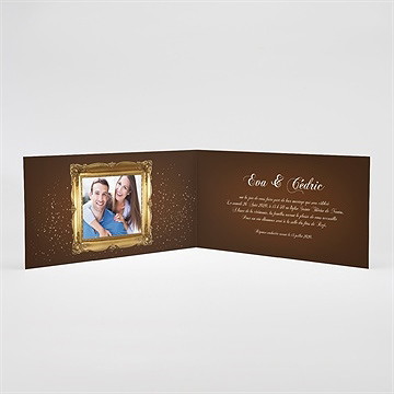 Faire-part mariage marron et doré - Intérieur du faire-part