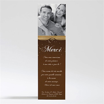 Remerciement mariage marron et doré