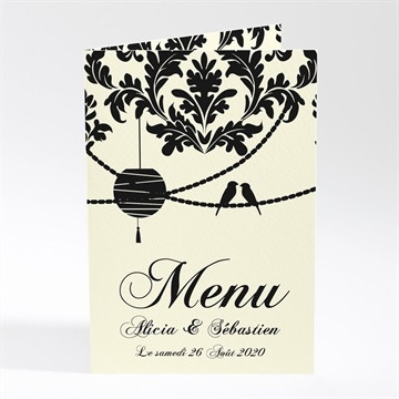 Menu mariage oiseaux à l'encre de chine