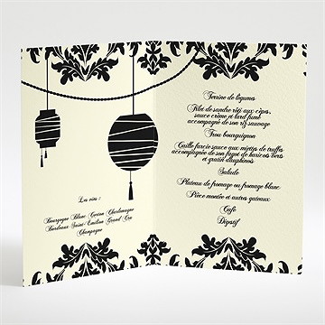 Menu mariage oiseaux à l'encre de chine - Intérieur du menu
