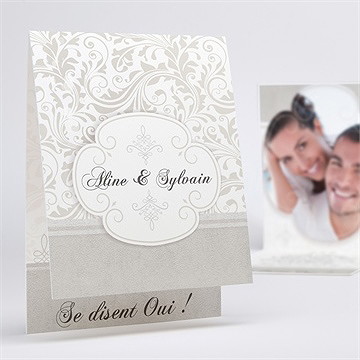 Faire-part mariage beige vintage photo