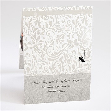 Faire-part mariage beige vintage photo - Dos du faire-part