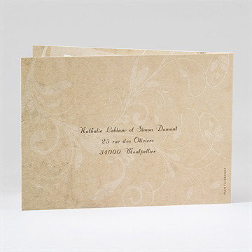 Faire-part mariage imitation original beige - Dos du faire-part