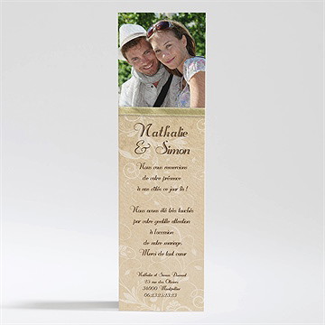 Remerciement mariage imitation original beige