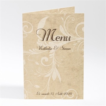 Menu mariage imitation original beige