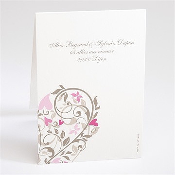 Faire-part mariage coeur arabesque - Dos du faire-part