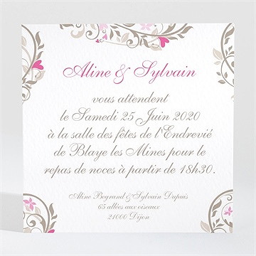 Carton d'invitation mariage coeur arabesque