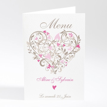 Menu mariage coeur arabesque