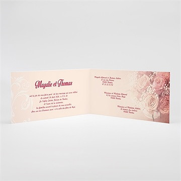 Faire-part mariage fleurs romantiques - Intérieur du faire-part