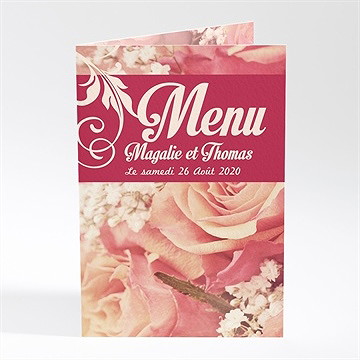 Menu mariage fleurs romantiques