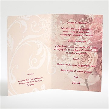 Menu mariage fleurs romantiques - Intérieur du menu