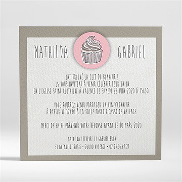 Faire-part mariage classique recto verso - Dos du faire-part