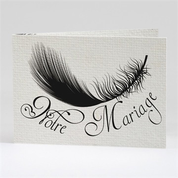 Faire-part mariage plume noire