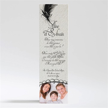 Remerciement mariage plume noire