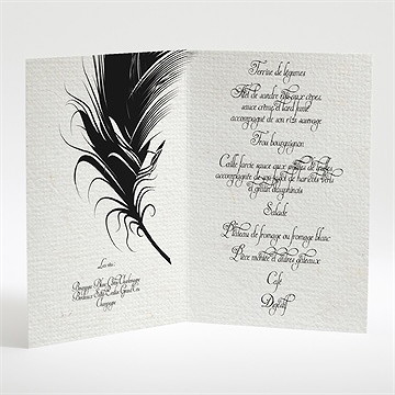 Menu mariage plume noire - Intérieur du menu