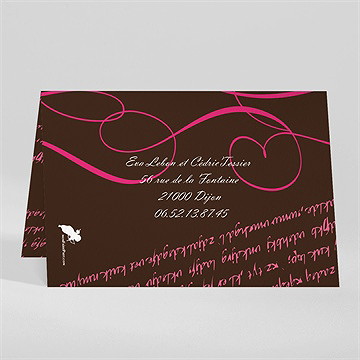 Faire-part mariage symboles d'amour - Dos du faire-part