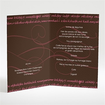 Menu mariage symboles d'amour - Intérieur du menu