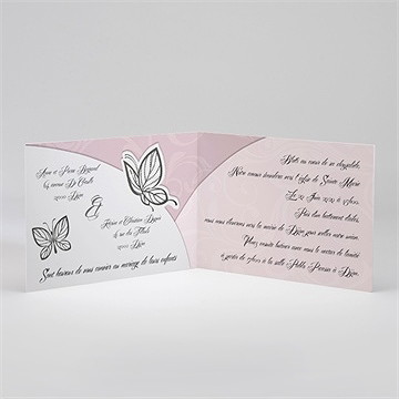 Faire-part mariage douceur et romantisme - Intérieur du faire-part