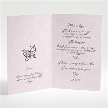 Menu mariage douceur et romantisme - Intérieur du menu