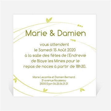 Carton d'invitation mariage moderne et printanier