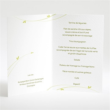 Menu mariage moderne et printanier - Intérieur du menu