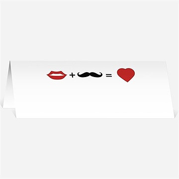 Marque-place mariage rouge à lèvres et moustache