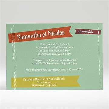 Faire-part mariage fantaisie et joie d'annoncer ! - Dos du faire-part