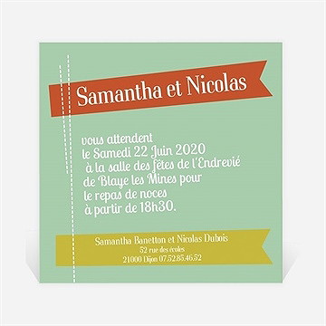 Carton d'invitation mariage fantaisie et joie d'annoncer !