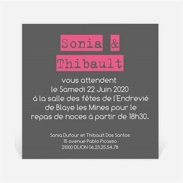 Carton d'invitation mariage notre petite annonce