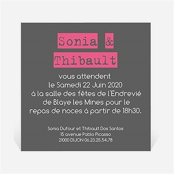 Carton d'invitation mariage notre petite annonce
