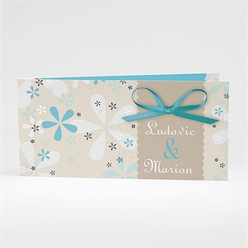 Faire-part mariage petits flocons bleu et beige