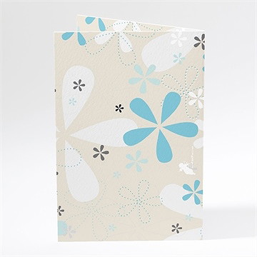 Menu mariage petits flocons bleu et beige - Dos du menu