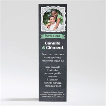 Remerciement mariage ardoise photo vintage