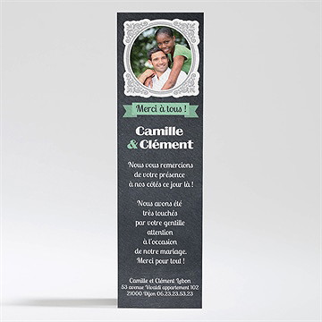 Remerciement mariage ardoise photo vintage