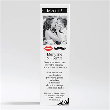 Remerciement mariage humouristique tendance photo