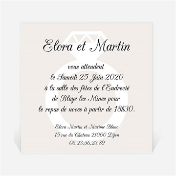 Carton d'invitation mariage notre diamant