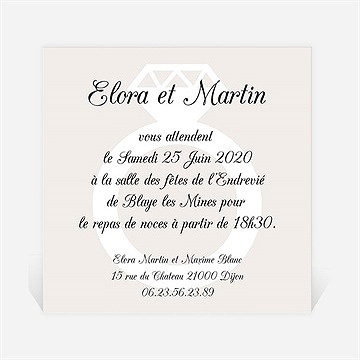 Carton d'invitation mariage notre diamant