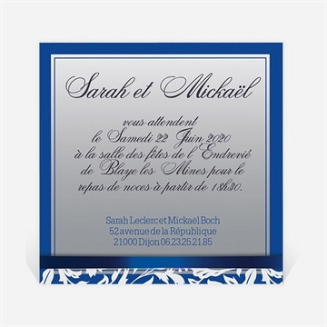 Carton d'invitation mariage motifs floraux et rubans chic