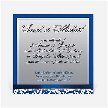 Carton d'invitation mariage motifs floraux et rubans chic