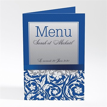 Menu mariage motifs floraux et rubans chic