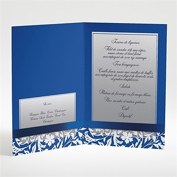 Menu mariage motifs floraux et rubans chic - Intérieur du menu