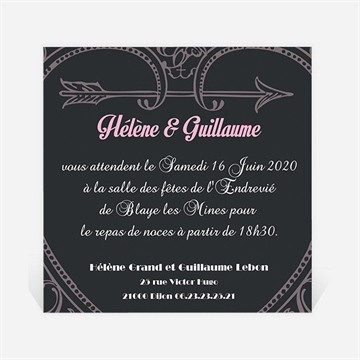 Carton d'invitation mariage programme vintage et ardoise