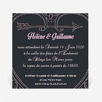 Carton d'invitation mariage programme vintage et ardoise