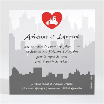 Carton d'invitation mariage romantisme à moto