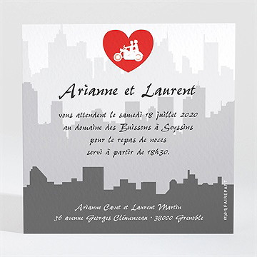 Carton d'invitation mariage romantisme à moto