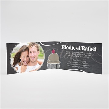 Faire-part mariage love cake - Intérieur du faire-part